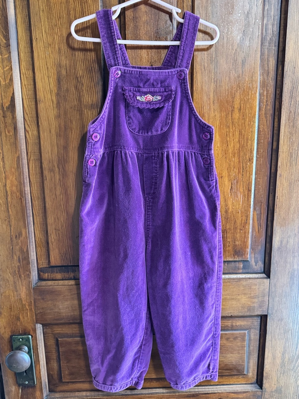 Vintage McKids Velour overalls Size 4T Purple with Embroidery